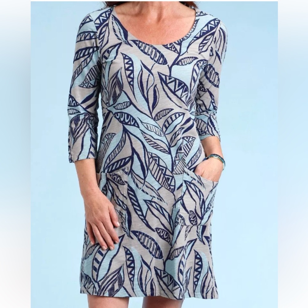 Fresh Produce Blue Leaf Print Dress